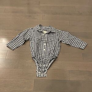 OshKosh B'gosh Navy and White Checkered Bodysuit Onesie
